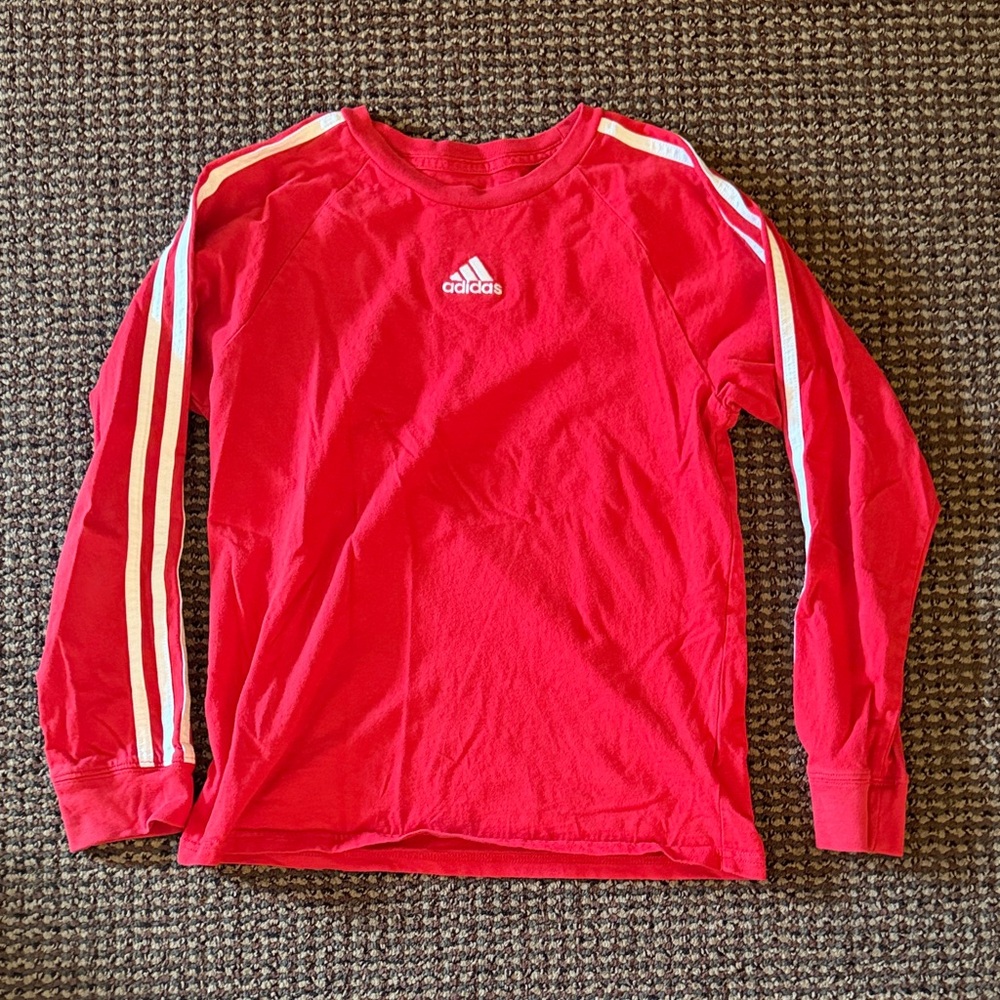 Adidas Red Long-Sleeve Shirt-kids medium